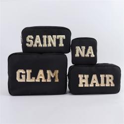 Keymay Custom Gifts Cosmetic Bag Cases Travel Toiletry Zipper Pouch Waterproof Colour Nylon Makeup Bag