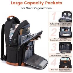 LOVEVOOK Vintage Travel Backpack with USB Port Business Outdoor Bookbag Waterproof College Bag Laptop Notebook Backpack Unisex