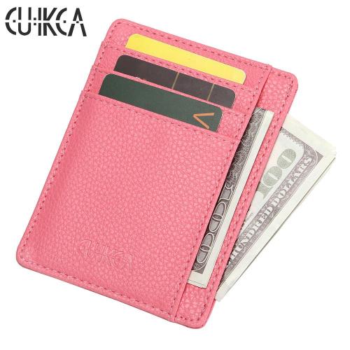CUIKCA New Credit Card & ID Holders PU Leather Slim Women Wallet Zipper Coin Purse License Card Case Card & ID Holders