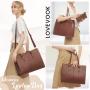 LOVEVOOK custom logo Waterproof leather tote bags large 15.6 17in women laptop bags for Business Office Computer shoulder bags