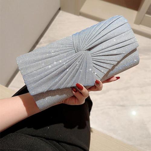 Grey twinkling women party clutch bag purses with chain dinner dress handbag evening wedding wrinkle clutch handbags for women