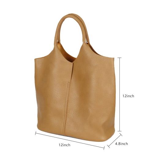 PU Vegan Leather Custom LOGO Handbags in Brown Ladies Clutch Bag with Handles
