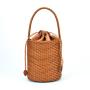 2024 European and American Style Personalized Round Split Leather Braided Bucket Bag For Women Trendy Ladies Bucket Bags