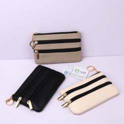Luxury Emboss Portable Leather Zipper Money Bag High End Soft Pu Leather Coin Purse