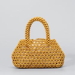 Custom design Wholesale Wooden beads Tote Bags handmade Women Beaded Sling Bag Casual Beach round Seed Beaded Handbag 2024