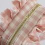 New Wholesale Checkered Plated edge Toilet Zipper Ruffled Hot Sale Plaid Preppy Cosmetic Bag Gingham Makeup Bags