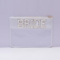 Bridesmaid Gift Personalized Chenille Letter Patch Transparent PVC Clear Bag Travel New Makeup Bag Trendy Cosmetic Toiletry Bag