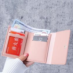 Women PU Leather Short Small Wallet New Fashion Custom Logo Portable Solid Color Simple Ladies Wallets Coin Purse Card Bag