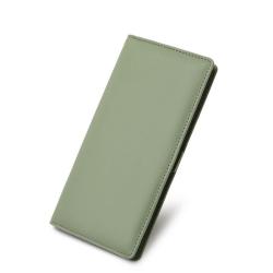 ZF256 RFID Unisex Long Soft Leather Anti-theft Money Clip Zipper  Pockets Checkbook Cover Slim Card Holder Simple Coin Wallet