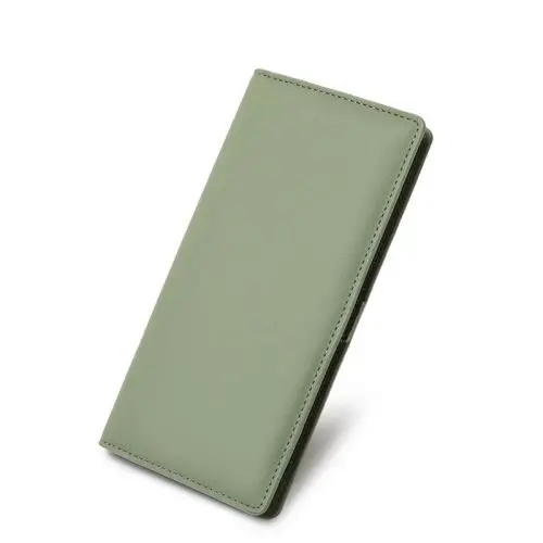 ZF256 RFID Unisex Long Soft Leather Anti-theft Money Clip Zipper  Pockets Checkbook Cover Slim Card Holder Simple Coin Wallet