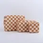 Customized Logo Design Embroidery Pink Makeup Bags Waterproof Nylon Zipper Pouch Letter Sewn On Checkered Printed Cosmetic Bag