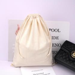 High Quality Organic Cotton Muslin Bag Double String Shopping Shoe Hat Pouch Linen Drawstring Custom Logo Cotton Dust Bag
