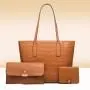 2024 new three-piece set of women's fashion simple shoulder bag large capacity solid color handbag