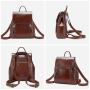 Realer Backpacks Women's vintage backpack 2021 new leather ladies bag pack fashion waxy cow genuine leather school bag for women