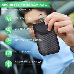 Custom Carbon Fiber PU Fabric RFID Signal Blocking Leather Car Key Pouch for Cell Phone