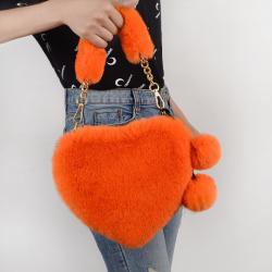 2024 New Fashion Lovely Plush Heart-shaped Bag Female Plush Love Portable Chain Peach Heart Bag Tote Bag for Women