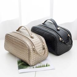 Luxury Custom Women and Men Weaved Leather Dopp Kit Make Up Bag