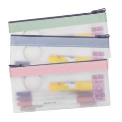 Gelory Multifunctional Pen Holder Clear Pencil Case Teens Portable Stationery Organizer Pencil Pouch with Zipper
