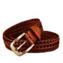 Wholesale men belt genuine leather woven belt pin buckle leather weaved belt for men women