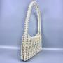 custom 2024  woven  acrylic resin beads beaded shoulder bags white Pearl Vintage Design Ladies Bead Underarm Women Hand Bags