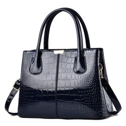 2024 New Fashionable Women's Large Capacity Bright Leather Handbag with Portable Stone Grain Shoulder Messenger Bag