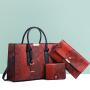 2023 New PU Women Handbags 3 Piece Big Capacity Ladies Clutch Bag Handbag Set Walle
