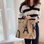 Wholesale Durable Large Capacity Fashion Ecofriendly Canvas Shopping Shoulder Bags Portable Letters Canvas Tote Bag
