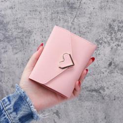 Factory wholesale 2024 new retro fashion metal heart-shaped small women's short wallet student wallet coin purse money card clip