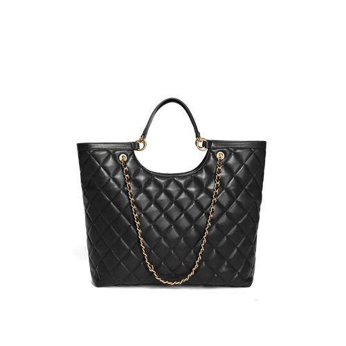 Factory Customized Black Lingge Classic Shoulder Bag Large Capacity Handbag With Metal Short Chain Shoulder Strap For Women