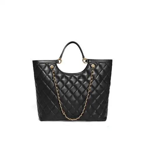 Factory Customized Black Lingge Classic Shoulder Bag Large Capacity Handbag With Metal Short Chain Shoulder Strap For Women