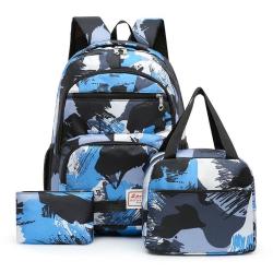 ZR900 Fashion Schoolbag Sets Student Backpack Lunch Bag Boy Girl Senior High Quantity Nylon 3-piece-set Laptop Bag Travel