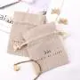 Eco-Friendly Small Natural Jute Jewelry Packaging Pouch Custom Logo Printed Reaycled Burlap Gift Jute Drawstring Bag