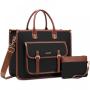 LOVEVOOK 2pcs New Style 15.6 in Lightweight PU Canvas Laptop Tote Bag Shoulder Messenger Bag for Business Work Tote for women