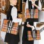2024 Custom Stripe Canvas Tote Bags For Women Ladies Bag Handbag Set With Pouch