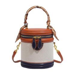 2024 Custom Canvas Leather Bucket Bag Handbag For Women Luxury With Scarf Charm