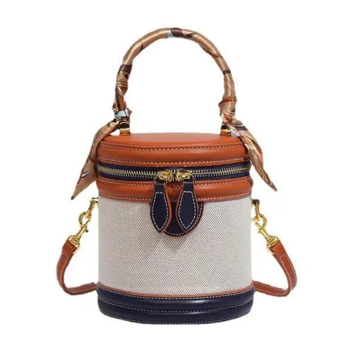 2024 Custom Canvas Leather Bucket Bag Handbag For Women Luxury With Scarf Charm