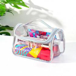 Gelory PVC Transparent Waterproof Large Capacity Wash Pouch Portable Cosmetic Bag Swimming Storage Bag
