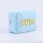 New Fashion Wholesale Nylon Waterproof Zipper Makeup Bags Custom Designer Embroidered Patches Travel Pink Womens  Cosmetic Bag
