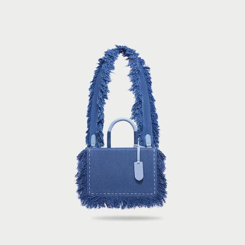 Fashion Denim Bag Tassel Design Clutch Bag Customized Logo Luxury Women Cross Body Bag