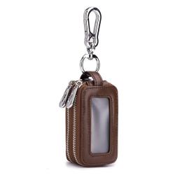 KBW230 2023 Pop Up Car Key Bag Leather Zip Double Men's Lock Key Bag Waist Hanging