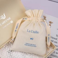 Custom Logo Printing Cotton Linen Cosmetic Skin Care Product Packing Bag High End Cotton Gift Makeup Pouch