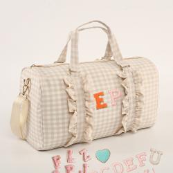 Spring Stylish Ruffle Gingham Polyester Sport Travel Shoulder Duffle Duffel Bag Overnight Bags Purses And Handbags Luxury Women