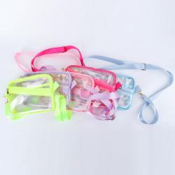 Custom Candy Color PVC Waterproof Stadium Approved Clear Crossbody Belt Bag Women Transparent Sling Fanny Pack Waist Bag