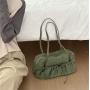 New Style Simple Big Nylon Hand Bag Zipper Women Tote Bags Handbag Fashionable Casual Lady Drawstring Ruched Shoulder Bag