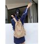 Korean style simple smog blue backpack convenient travel backpack lightweight nylon drawstring backpack