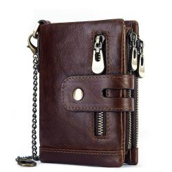 OEM280 Cowhide Genuine Leather Men Wallet Coin Purse Small Mini Card Holder Vintage Hasp Men Wallets RFID Blocking Slim Wallet