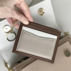RFID Slim Card Holder Wholesale Leather Credit Card Holder Mini ID Card Holder with Key Chain