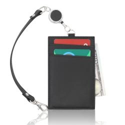 Factory direct id badge card holder strap card holder slim leather badge card holder