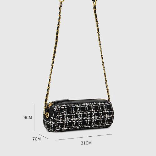 Manufactory 2024 Fashion Women High Quality Luxury Tweed Chain Bags Design Cross-Body Bag For Women Customize Brands Barrel Bag