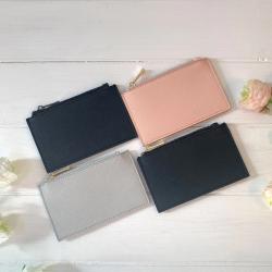 Fashion Leather Credit Card Holder Women Coin Purse Wallet Custom Saffiano Leather RFID Blocking Zipper Card Holder